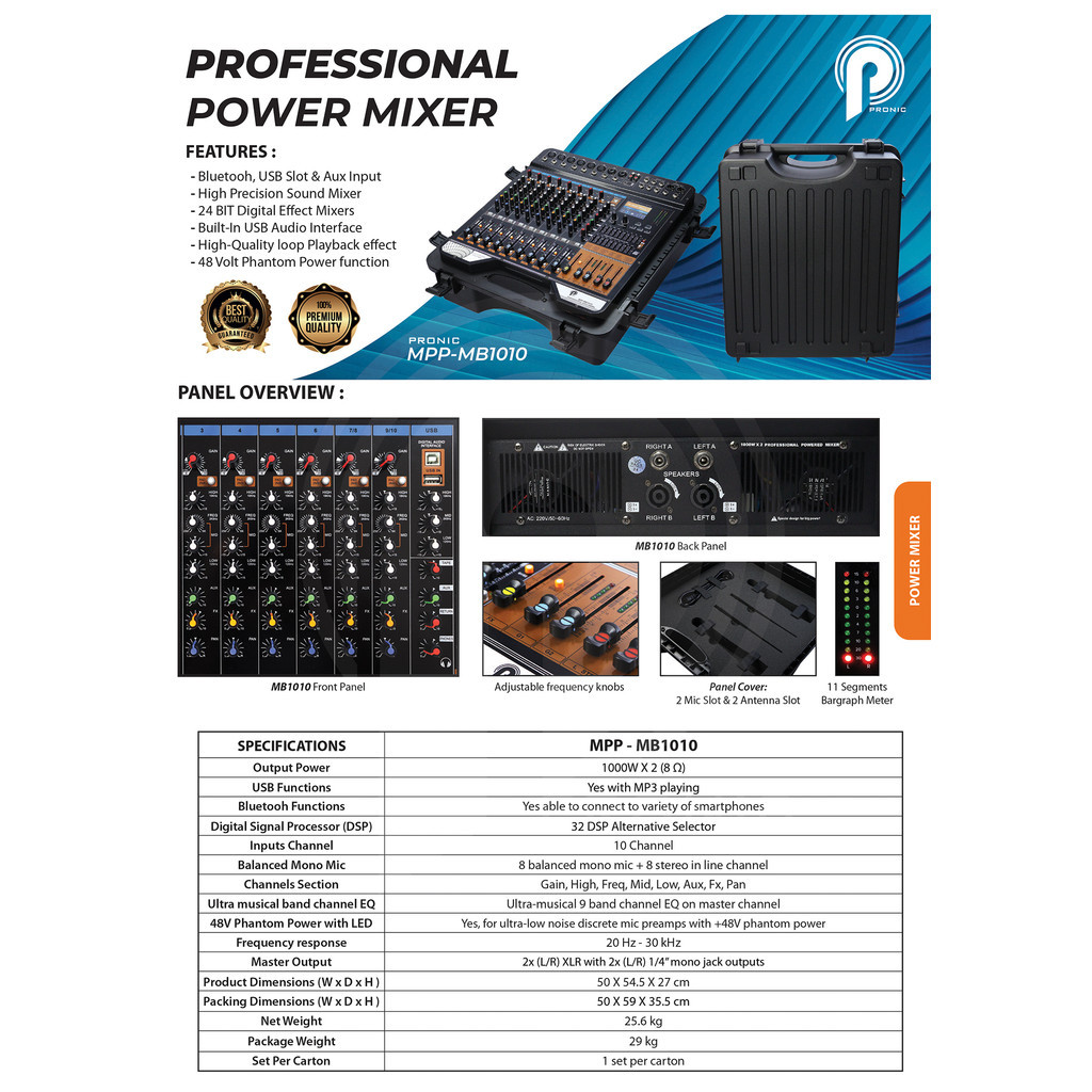 PRONIC 10 Channel Power Mixer with Hard Case 1000W x2 | Shopee Malaysia
