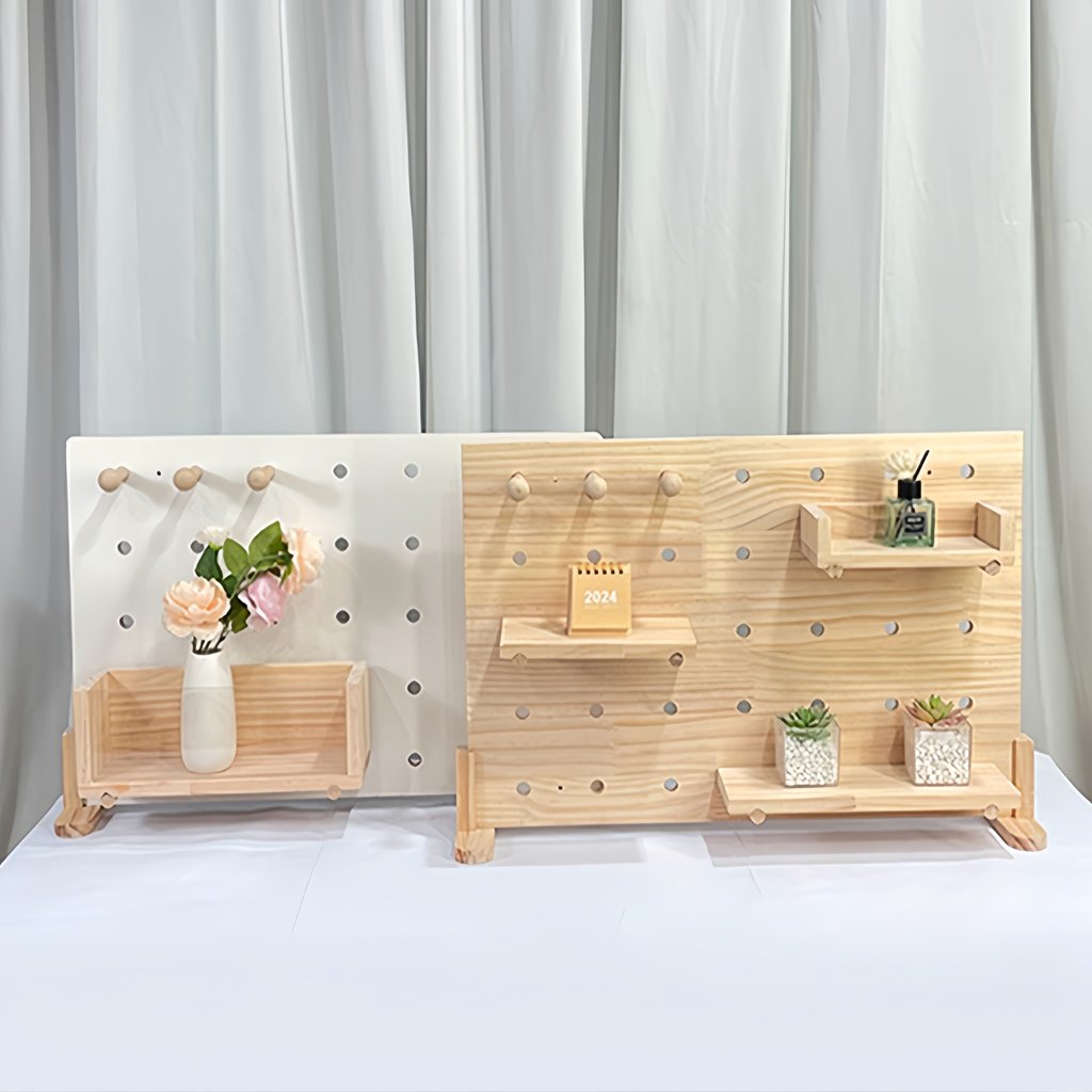 Solid Wood Desktop Hole Board Rack Vertical Display Rack Desk Storage ...