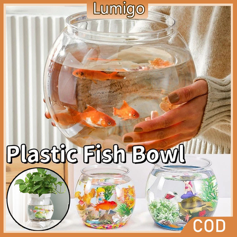 【Fish Bowl + Flower Pot】Fish Bowl Plastic Desktop Aquarium Tanks Round ...