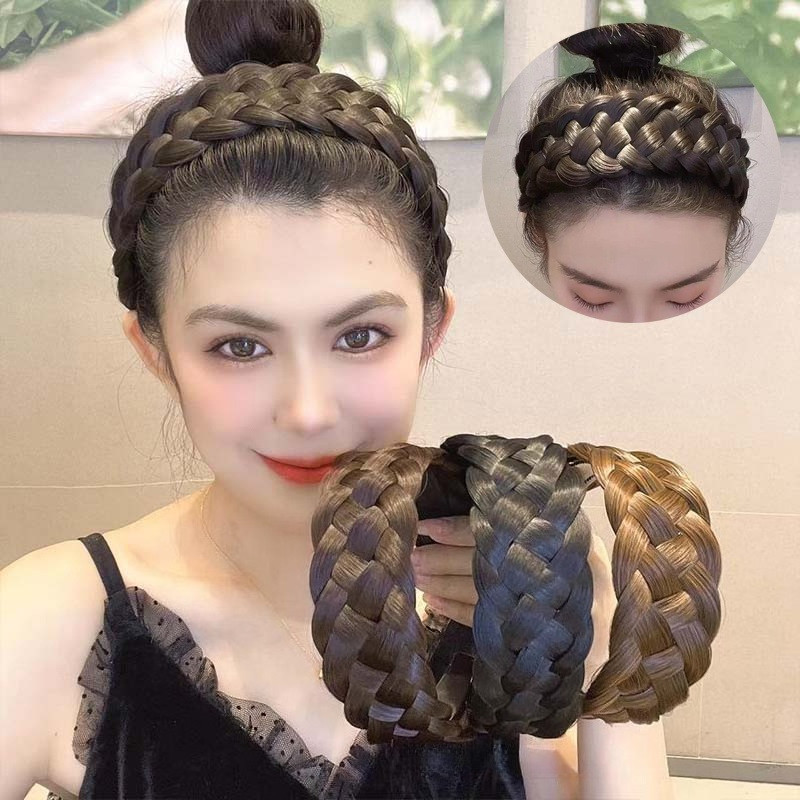 Girl's Wide-brimmed Wig Braid Headband Fishbone Braid Widened Wig ...