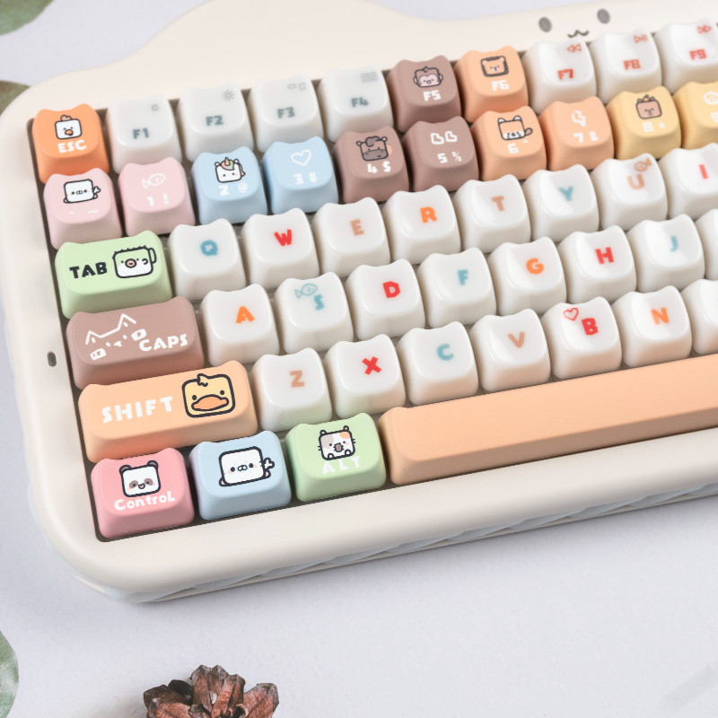 Cute Cartoon Zoo Keycaps MAO Profile Cat Head PBT DYE-sublimation for ...