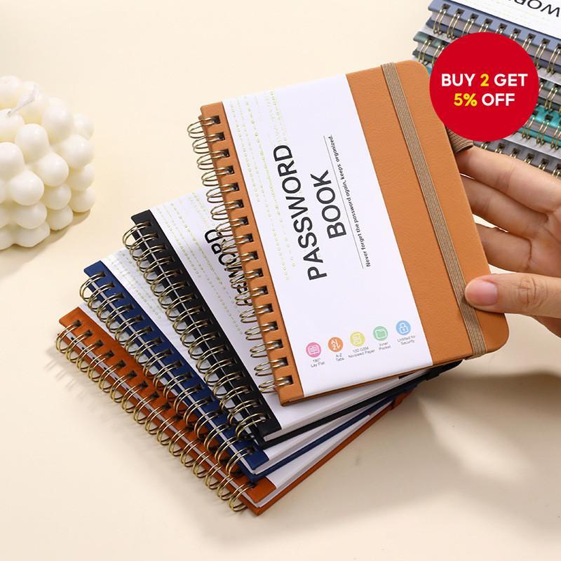Spiral Password Keeper Book + Colorful Alphabetical Tabs & Pen Holder ...