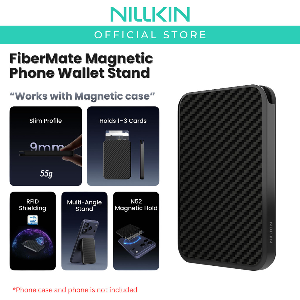 Nillkin FiberMate Magnetic Wallet Stand Card Holder RFID Shielding Slim ...