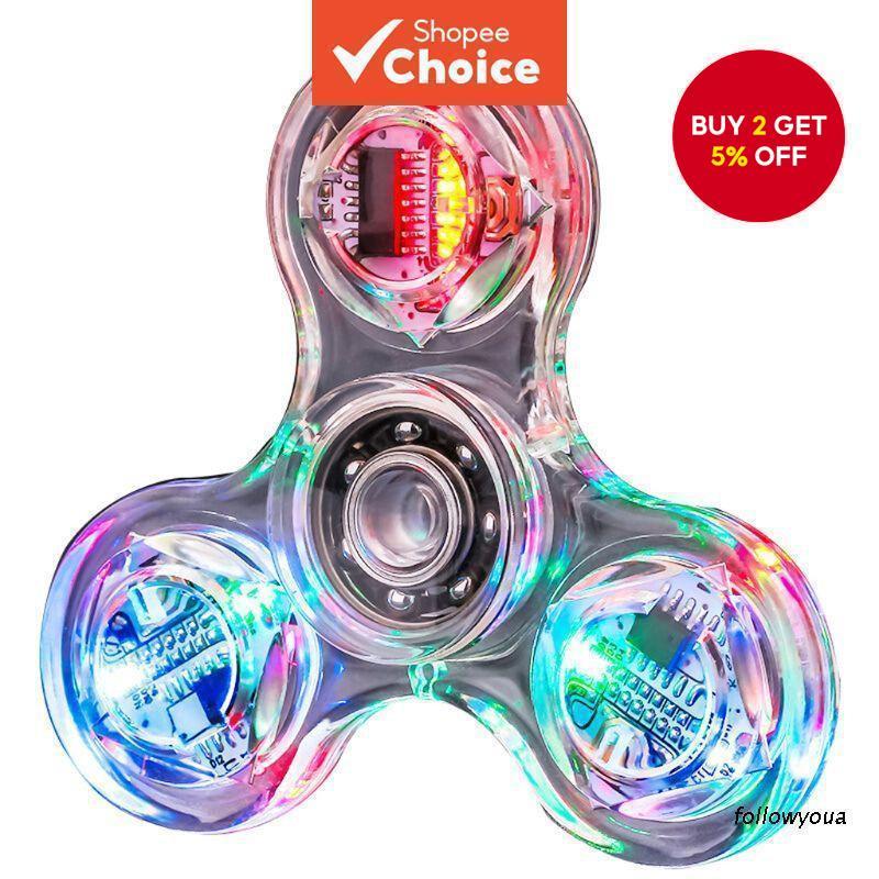Novelty Multiple Changes LED Fidget Spinner Luminous Hand Top Spinners ...