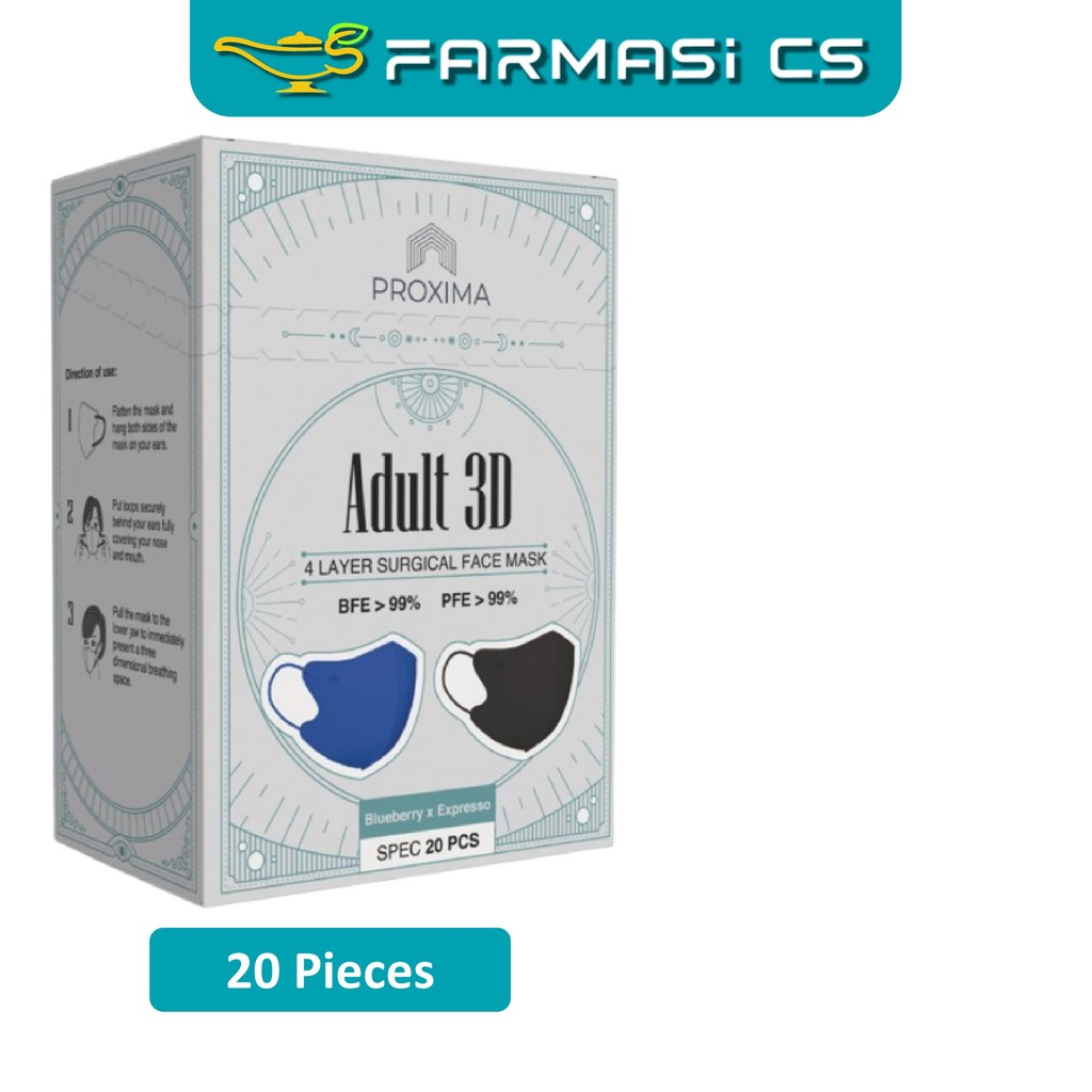 PROXIMA Adult 3D 4Layer Sugical Face Mask (Blueberry x Expresso) 20PCS ...