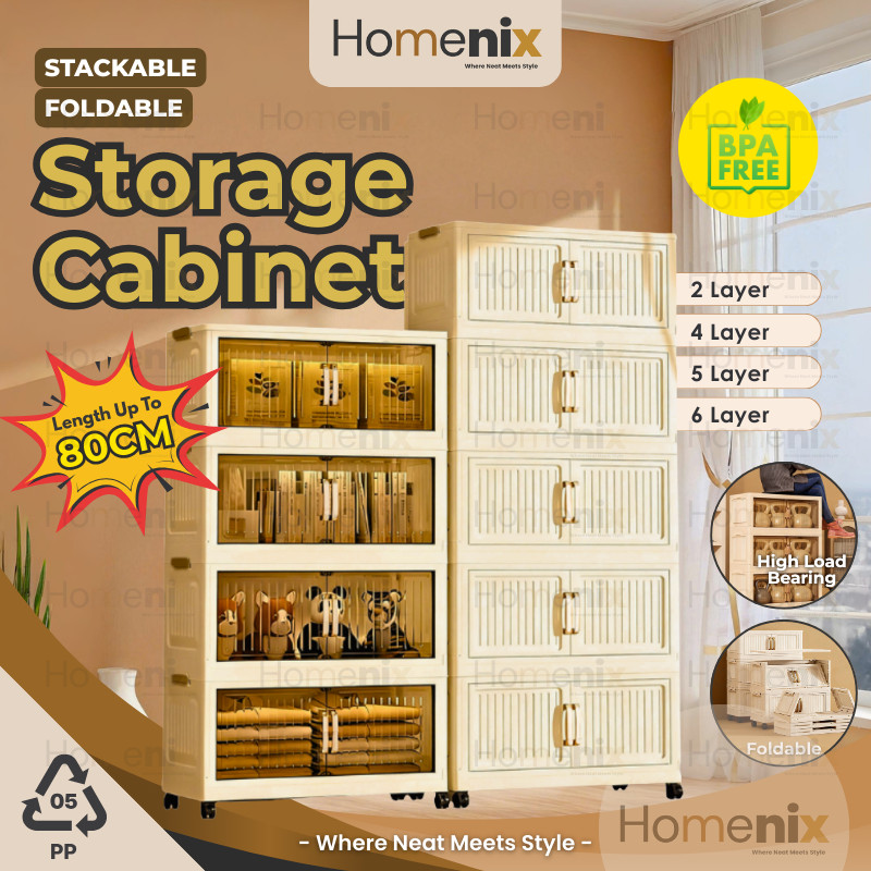Foldable High Capacity Stackable Cabinet Storage Box Organizer Almari ...