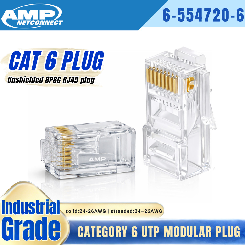 AMP NETCONNET CAT6 Plug Modular Plug RJ45 Unsheilded Ethernet Network ...
