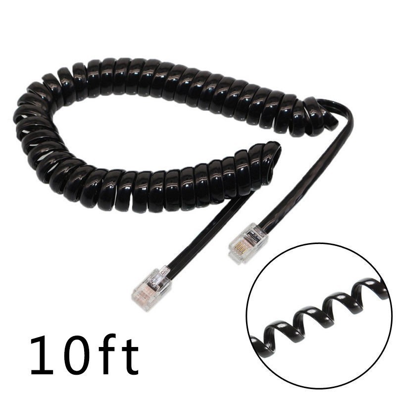 (Mulitibuy) 3meters Telephone Handset Phone Extension Cord Curly Coiled ...