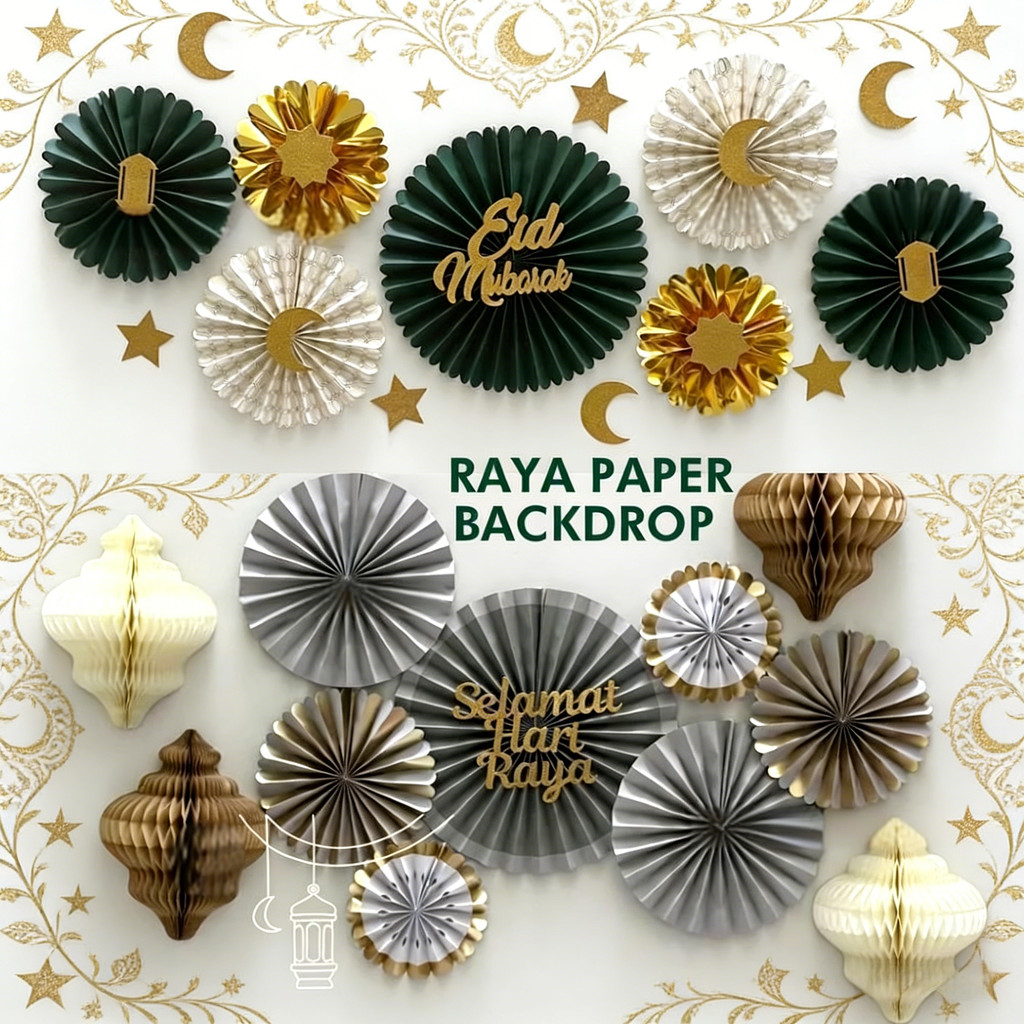 Hari Raya Paper Fan Eid Mubarak Wall Ornaments Colorful Moon Star ...