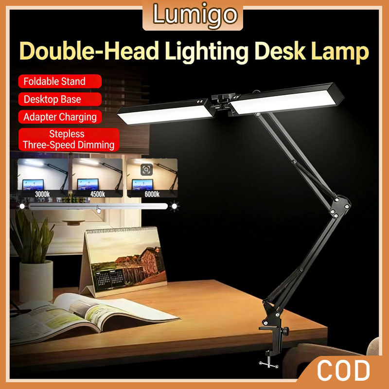 LED Desk Lamp 24W Study 3 Colors Dimmable Adjustable Flexibletable Lamp ...