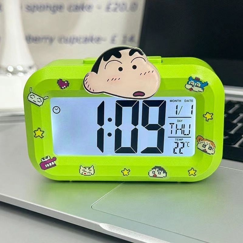 Light Bedside Clock Simple Multifunctional Crayon Shin-Chan Alarm Clock ...