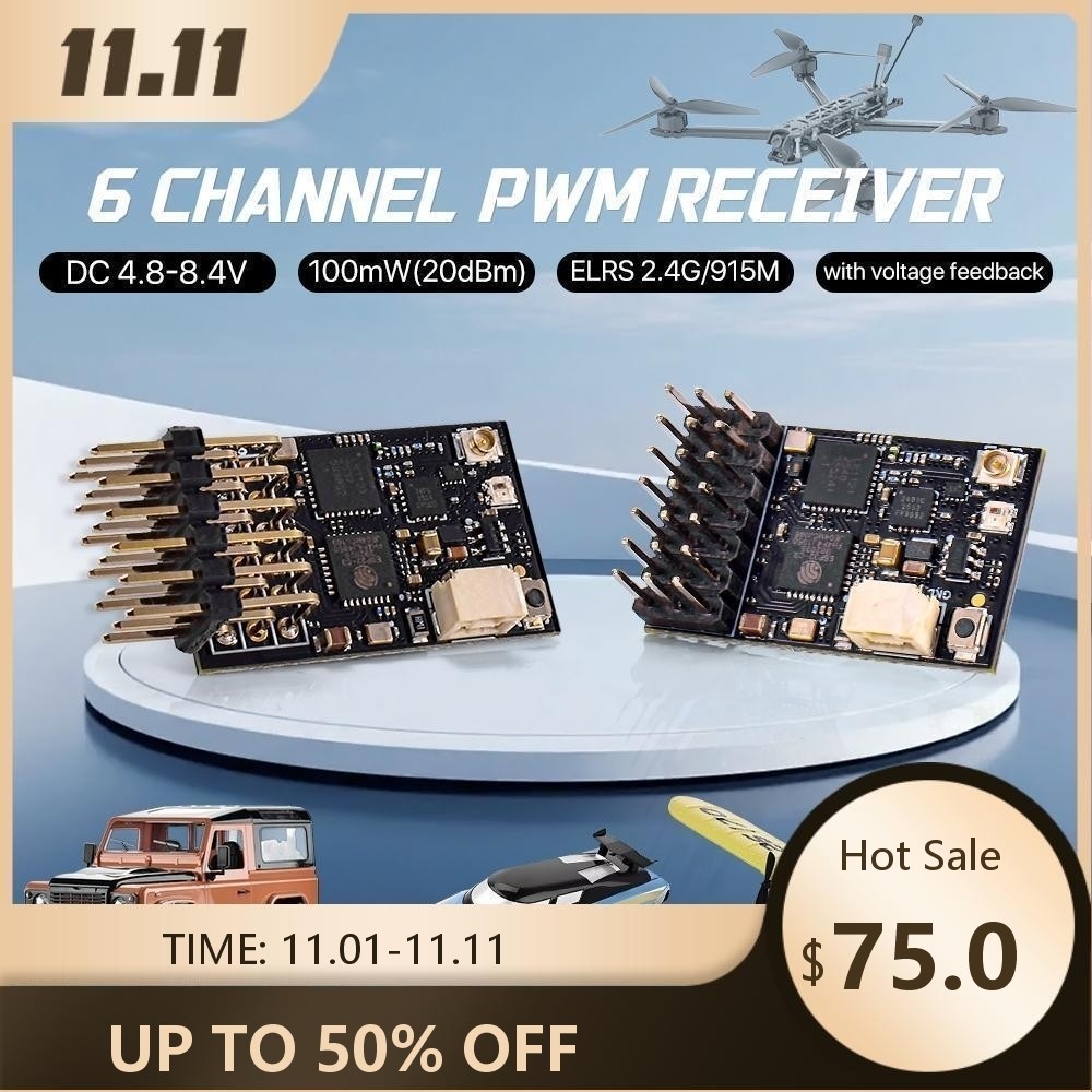 9IMOD 2.4G/915M Dual Band Receiver PWM Receiver 6CH 100mW 20dBm ELRS ...