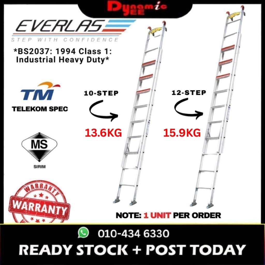 EVERLAS Ladder Slide Double Extension BS2037: 1994 Class 1 Industrial ...