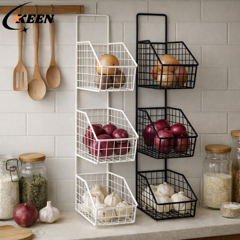 KEEN Minimalist Iron Hanging Kitchen Rack Multipurpose Basket Storage ...