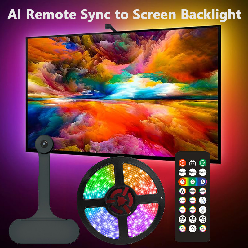 USB TV LED Backlight AI Sensor Music Sync to Screen for 40-85 Inch TV ...