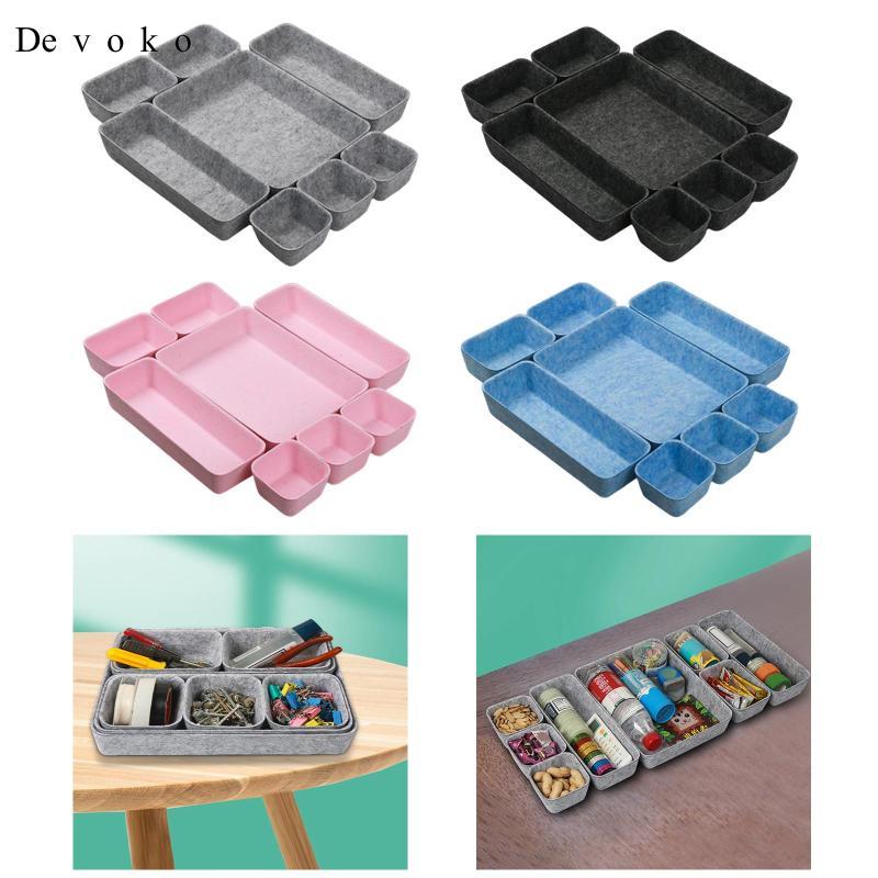Devoko 8 Pieces Drawer Organizer Tray Felt Storage Bin Office Desk ...