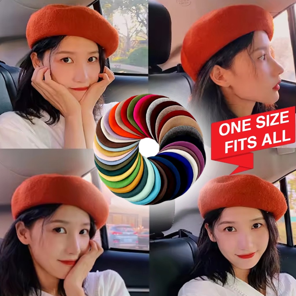 (ELEGANT + SYLISH) EW Unisex French Beret Hat Artist Fashion Hat Topi ...