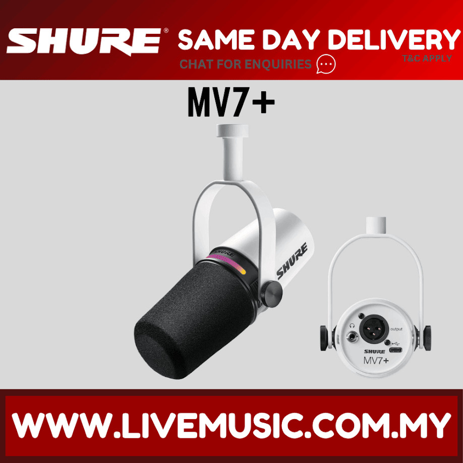 Shure MV7+ USB-XLR Podcast Microphone and Stand - Black / White ( MV-7 ...