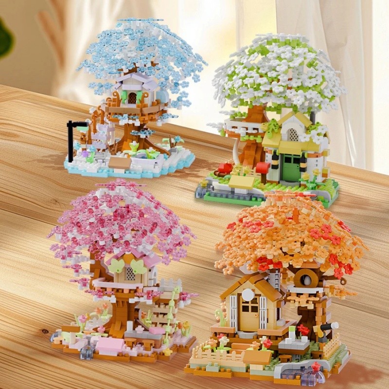Cherry Blossom Tree House Building Blocks Treehouse Model Educational ...