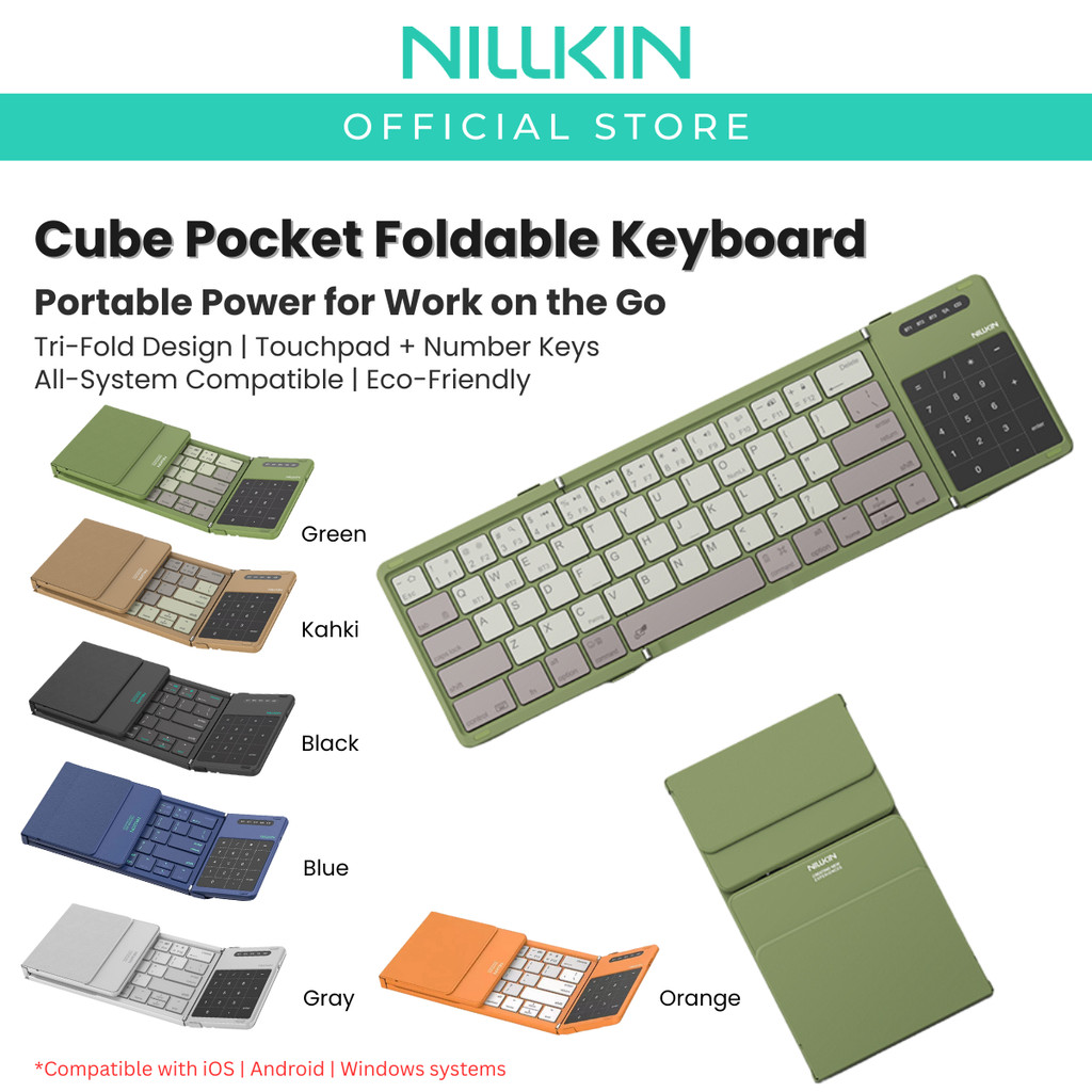NILLKIN Cube Pocket Foldable Wireless Keyboard with Trackpad for All ...