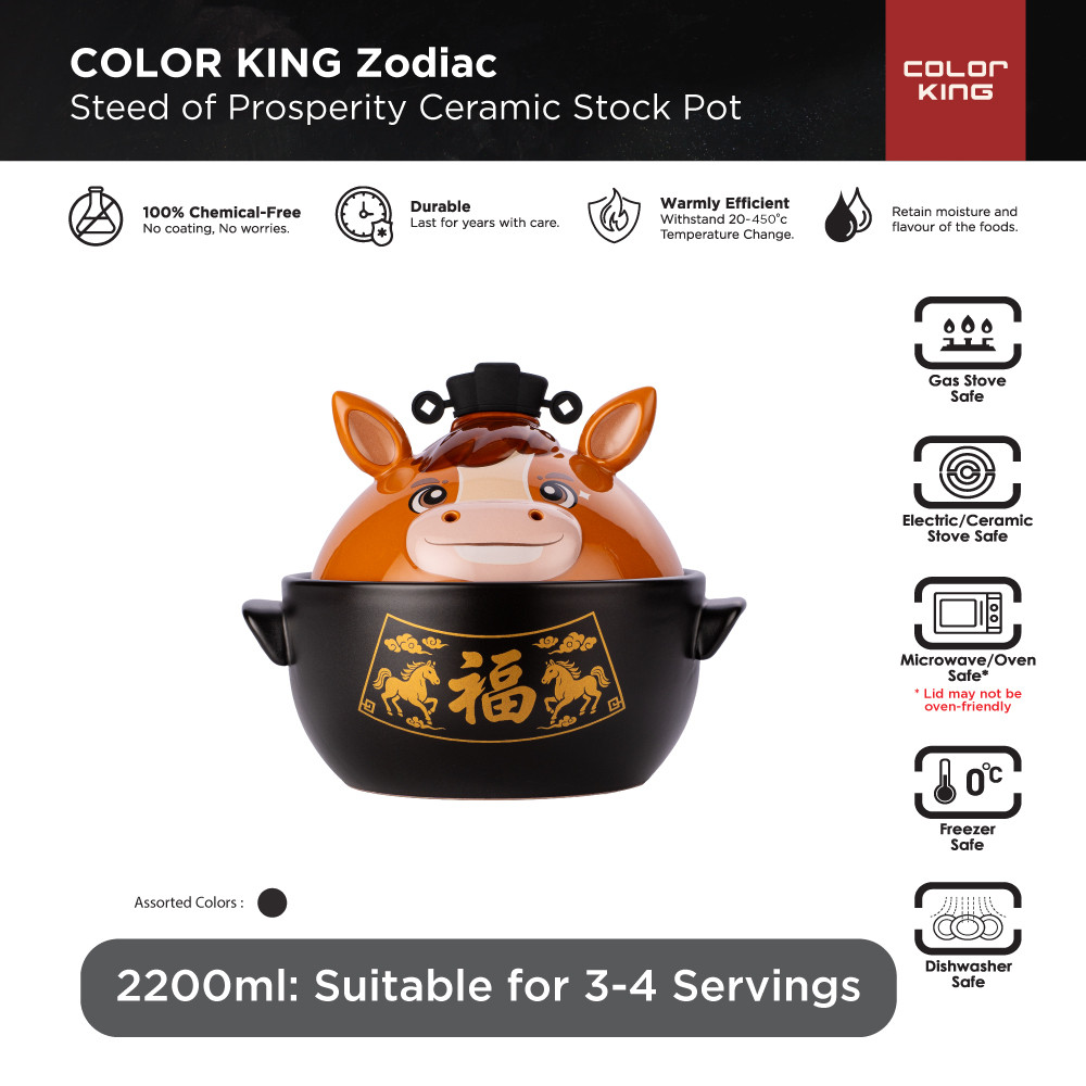 Color King 2200ml Stock Pot (black) Zodiac Collection Steed Of ...