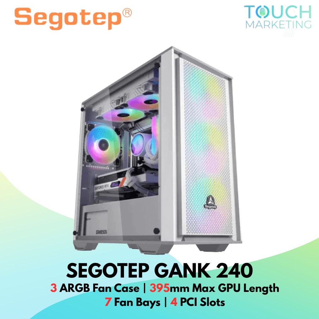 Segotep Gank 240S -PC Case With 3 x 120mm ARGB Fans BLACK / WHITE Case ...