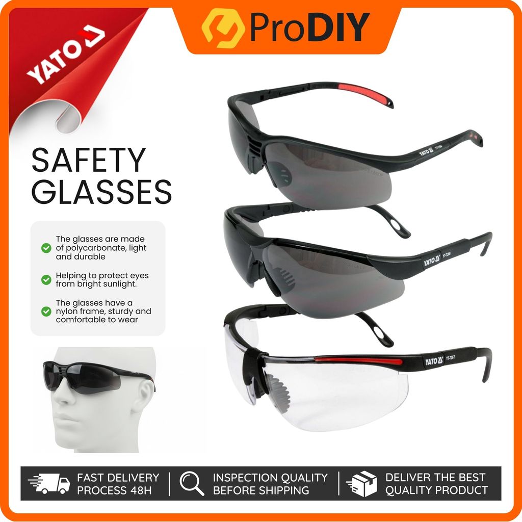 YATO 1PCS Safety Glasses Protective Working Glass Polycarbonate Lens UV ...