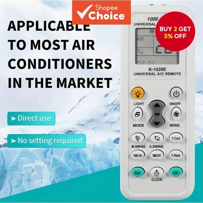 Universal Air Conditioner Remote Control 1000 in 1 AC Digital LCD ...