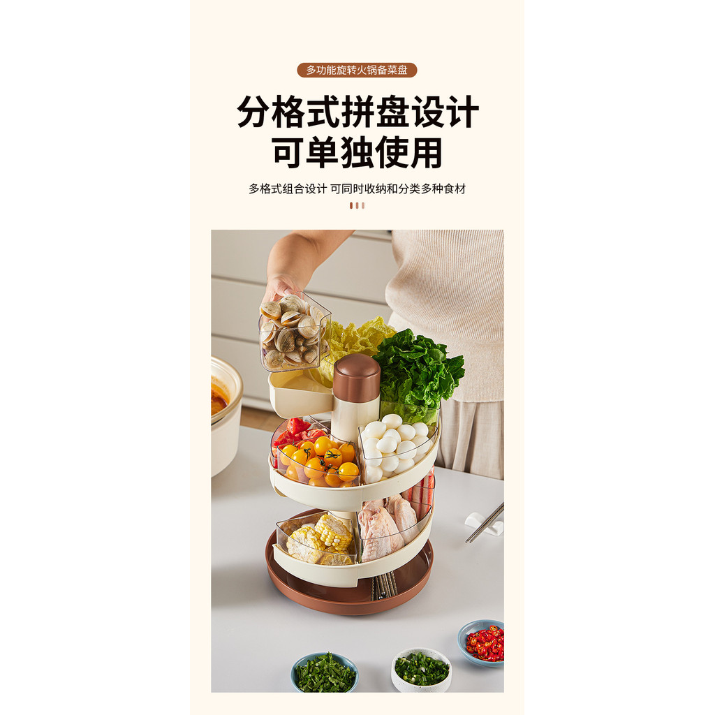 Kitchen preparation tray, hot pot platter, drainable, compartmentalized ...