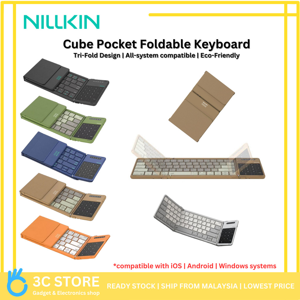 Nillkin Cube Pocket Foldable Keyboard with Tri-Fold Design and easy to ...