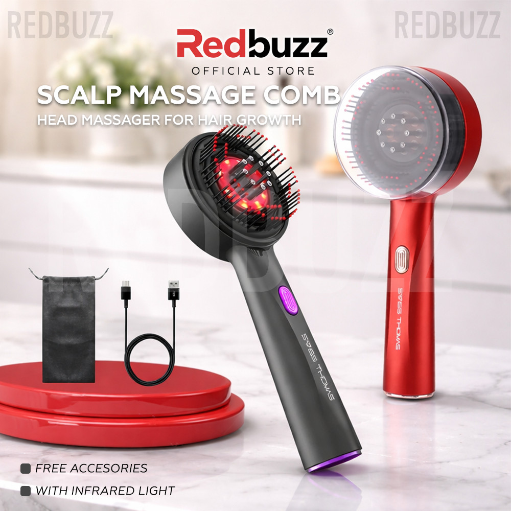 REDBUZZ Scalp Massage Comb Infrared Light Head Massager For Hair Growth ...