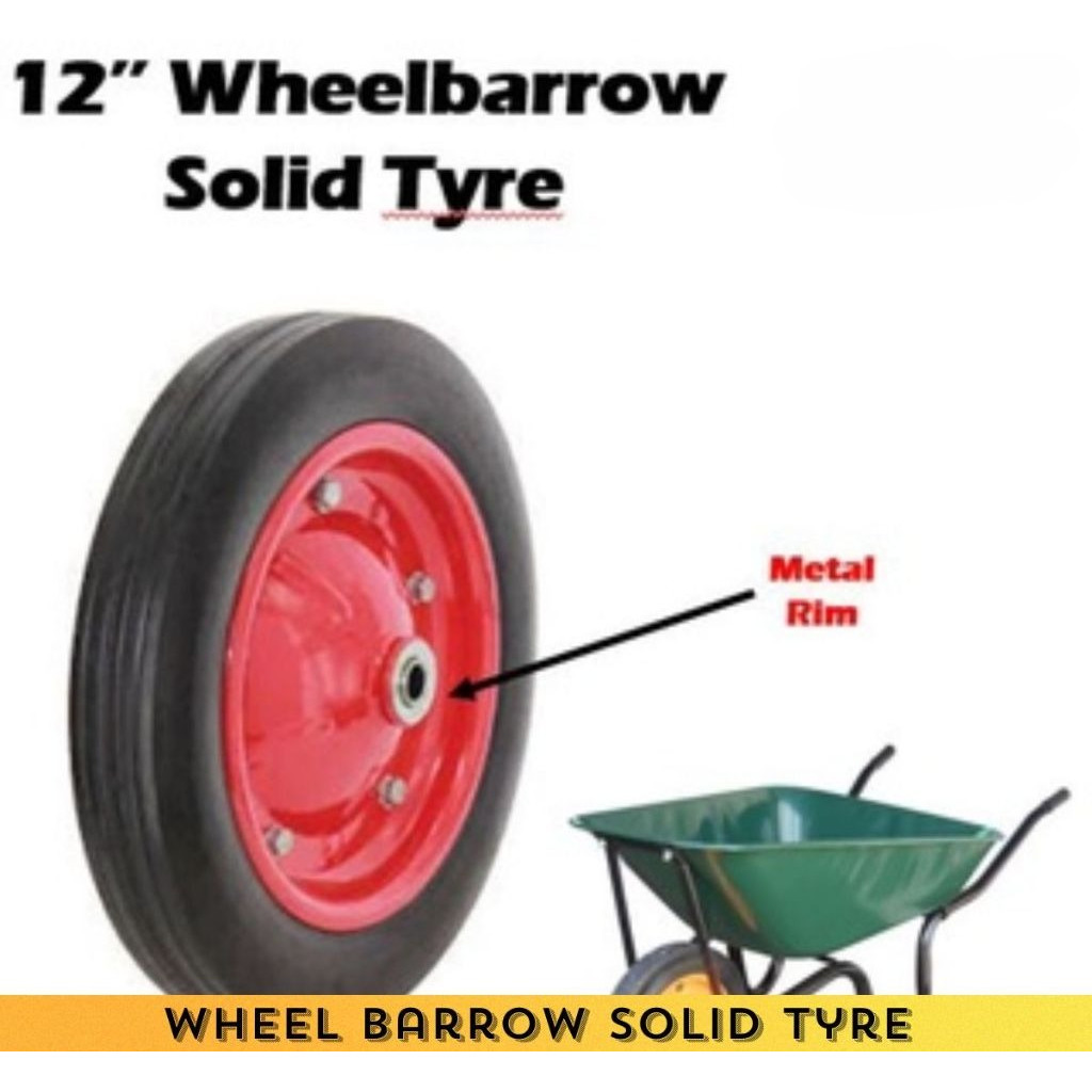 Solid Wheel Tayar Mati Kereta Sorong Tolak Roda 12inch x 3inch Wheel ...