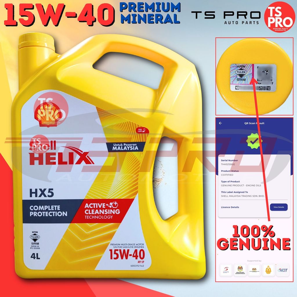 Shell Helix HX5 15W-40 API SP Genuine Engine Oil (4L) - Premium Mineral ...