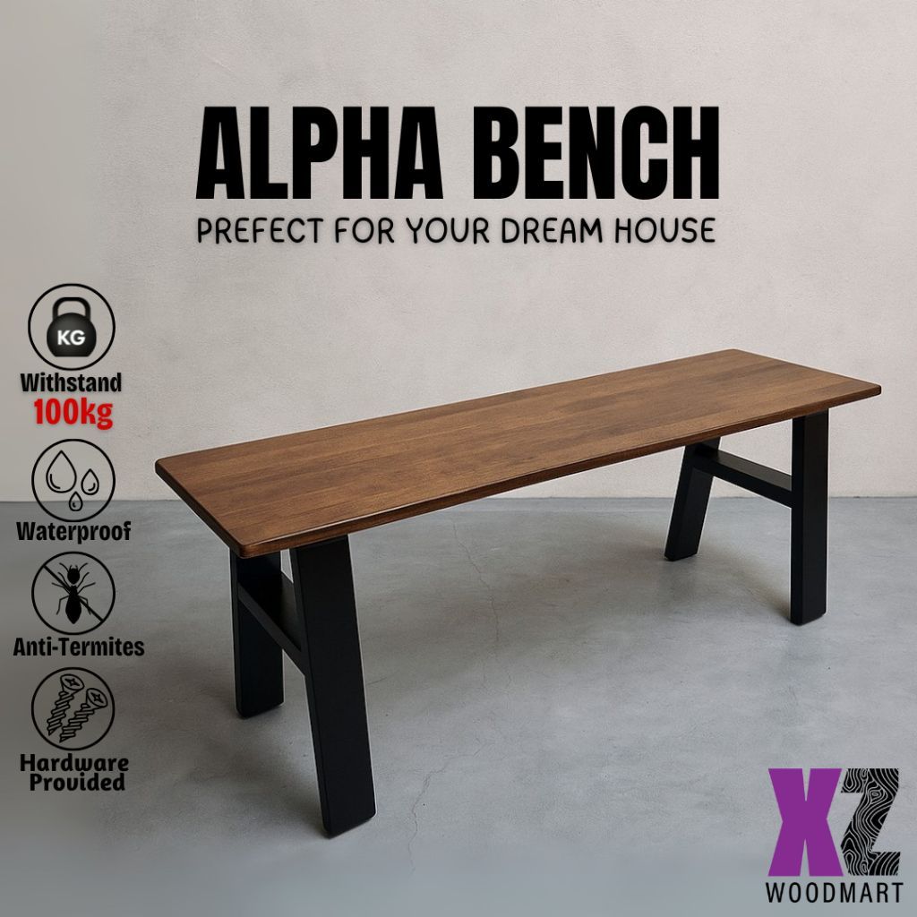 𝗫𝗭 Alpha Bench / Solid Rubberwood Bench / Dining bench / Kerusi Panjang ...