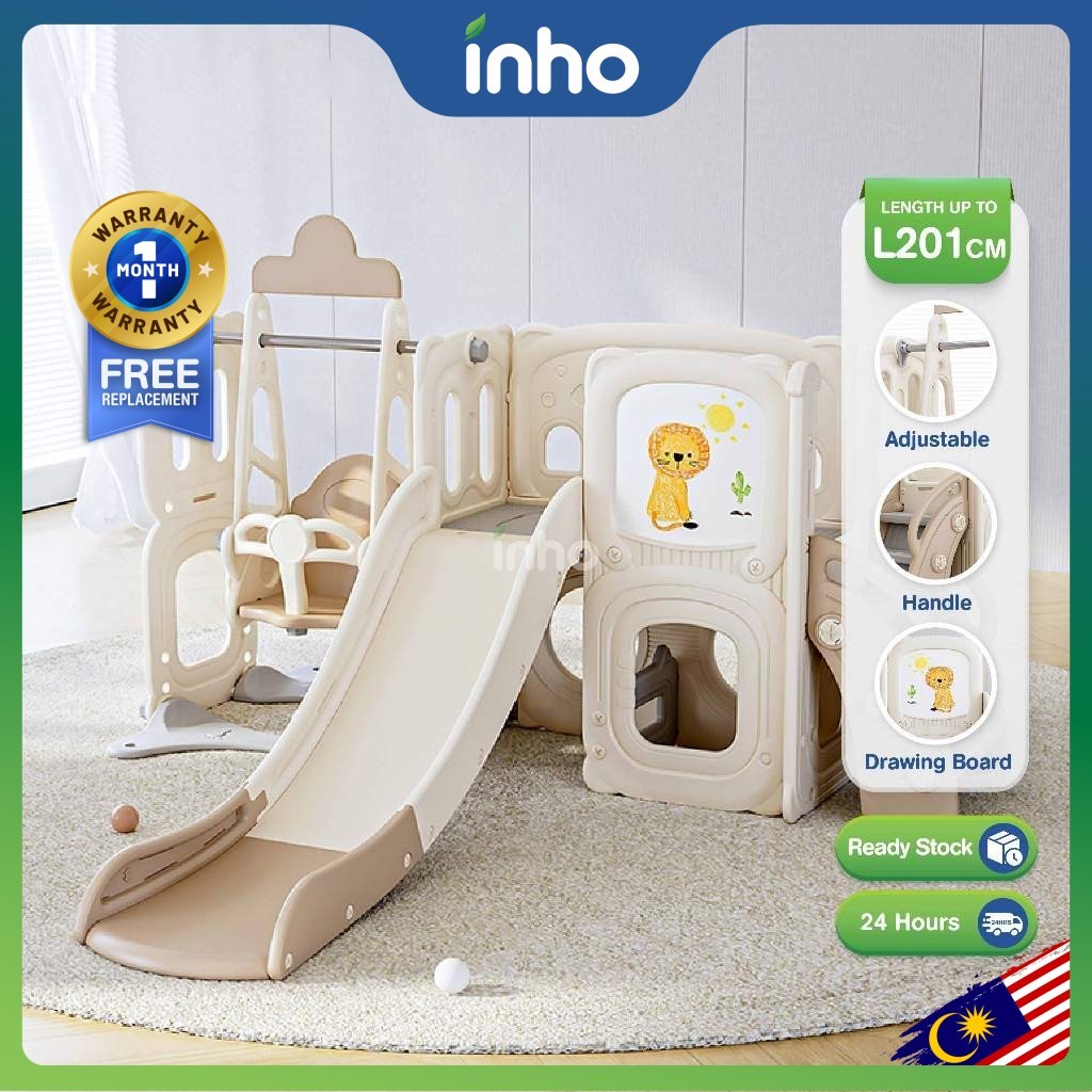 INHO 2 IN 1 Children Kids Indoor Outdoor Swing Slide Combination ...