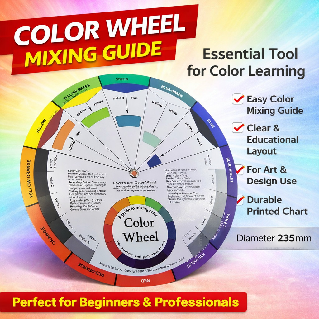 Color Wheel Mixing Guide Chart Art Learning Tool Paint Color Mixing ...