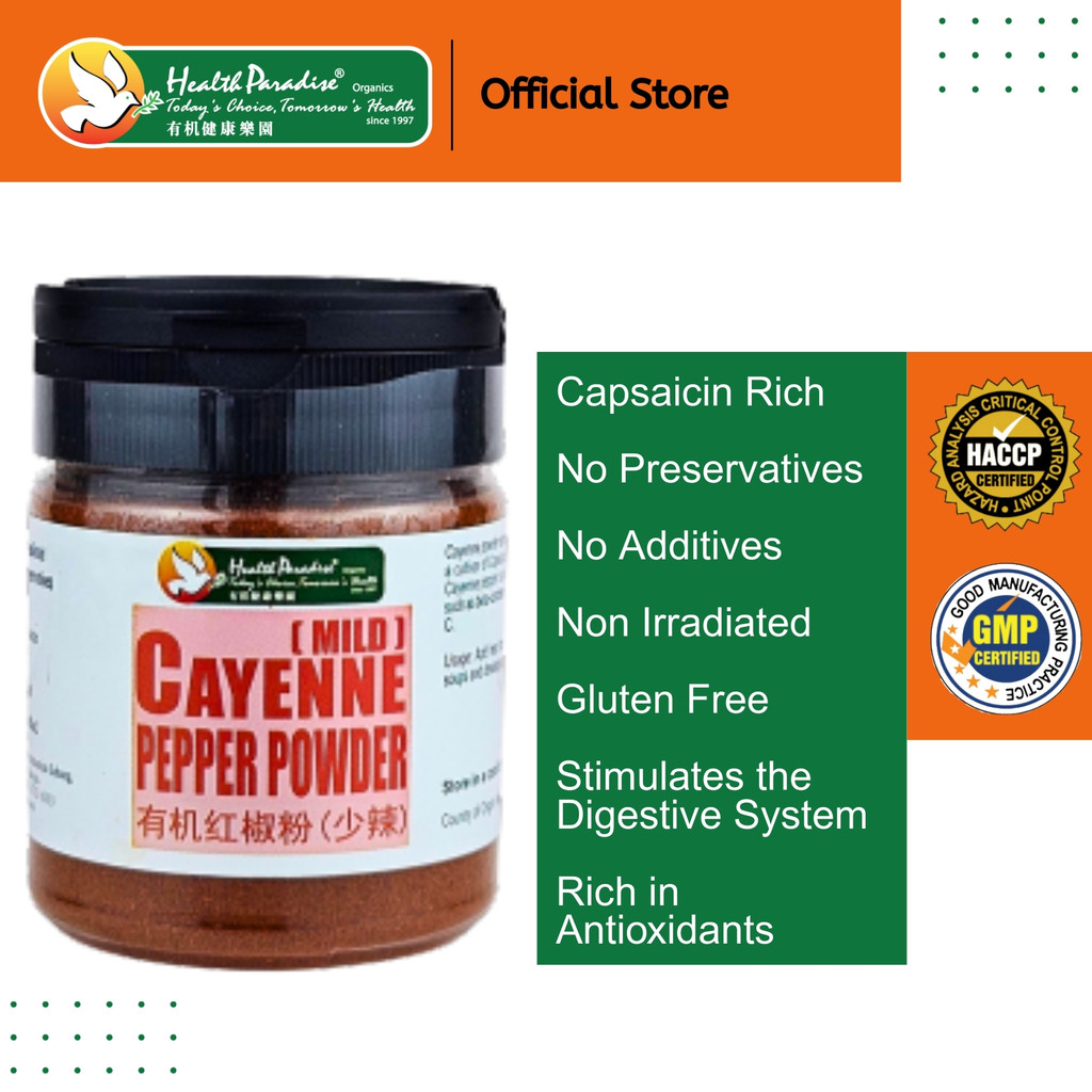 Health Paradise Organic Cayenne Pepper Powder (Mild) Btl 130g | Shopee ...