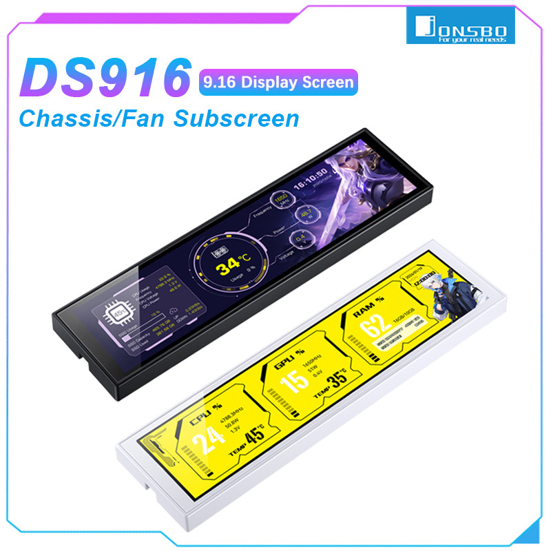 JONSBO DS916 USB Secondary Screen for Computer Chassis 9.16 inch IPS ...