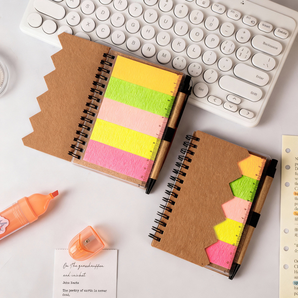 Loose-Leaf Coil Notebook Stationery Kraft Paper Detachable Sticky Note ...