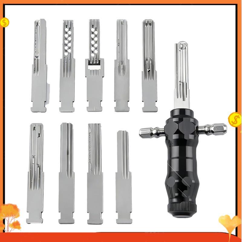 Tubular Lock Pick Set:9-In-1 Unlocking Tool with Interchangeable ...