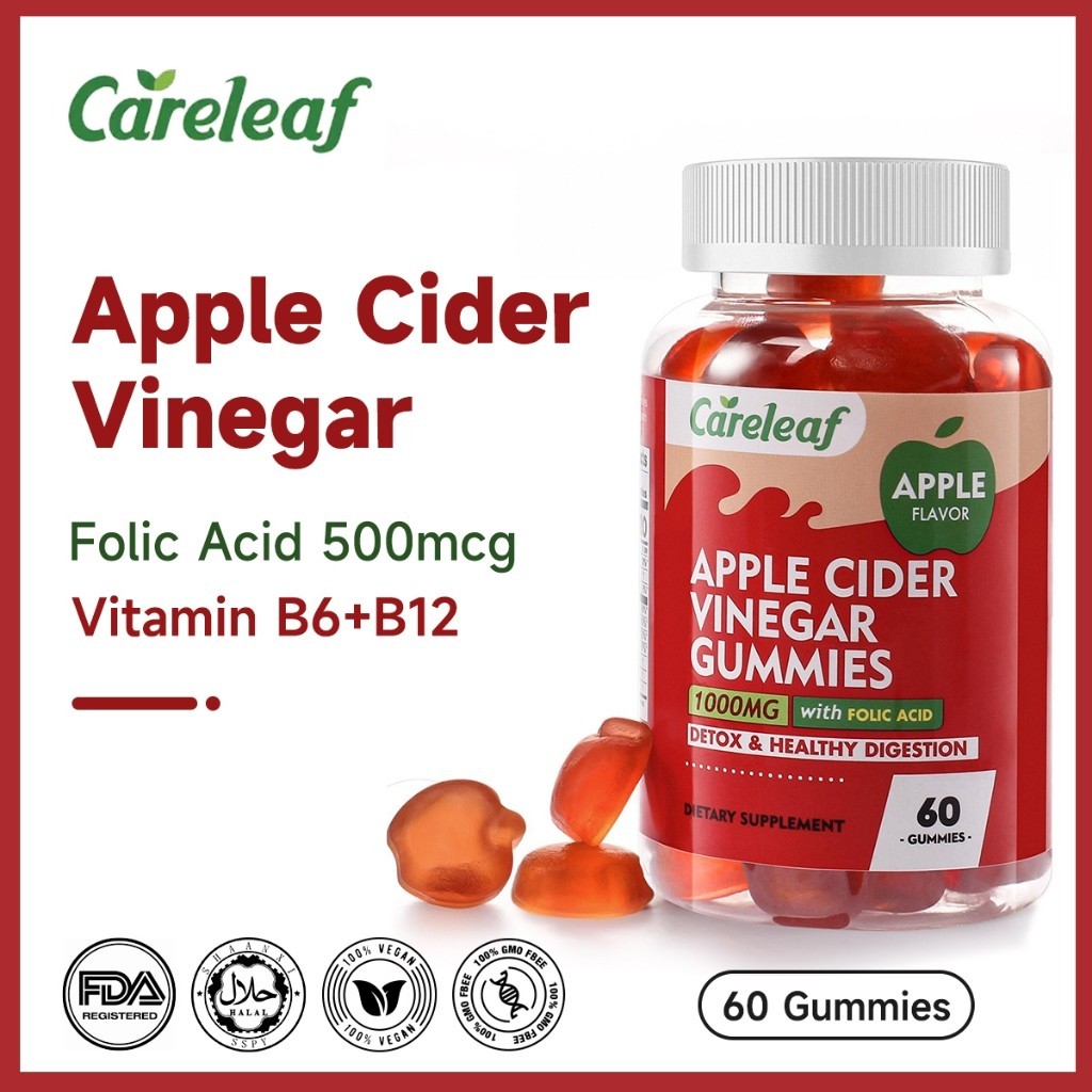CareLeaf Apple Cider Vinegar Gummies Gut Health & Immune System Support ...