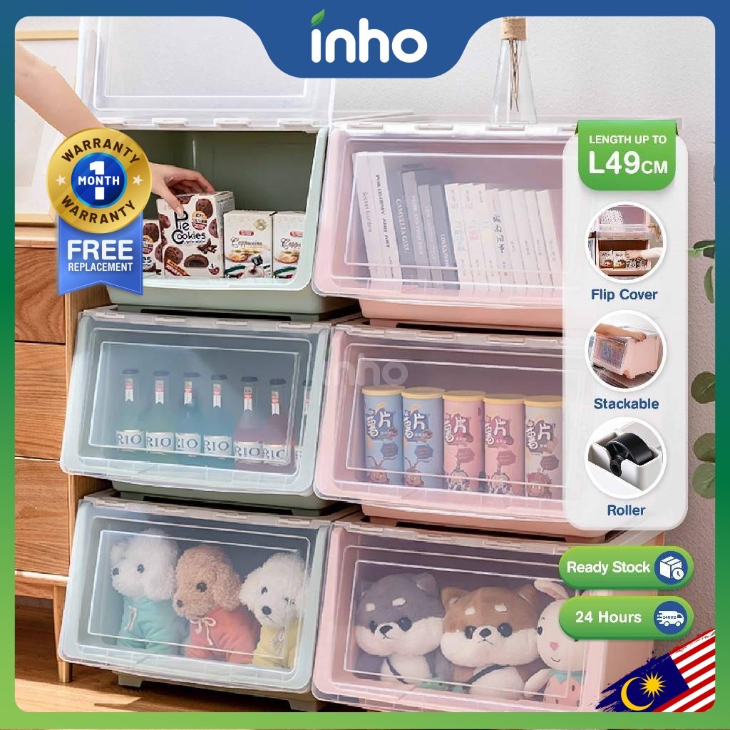 INHO 34/38/56L Multipurpose Stackable Movable Container Storage Box ...