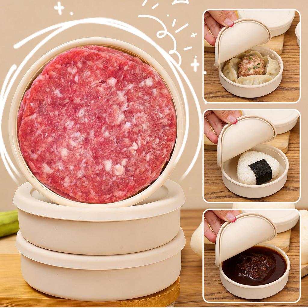 Silicone Round Meat Patty Storage Box - Airtight Silicone Stackable ...