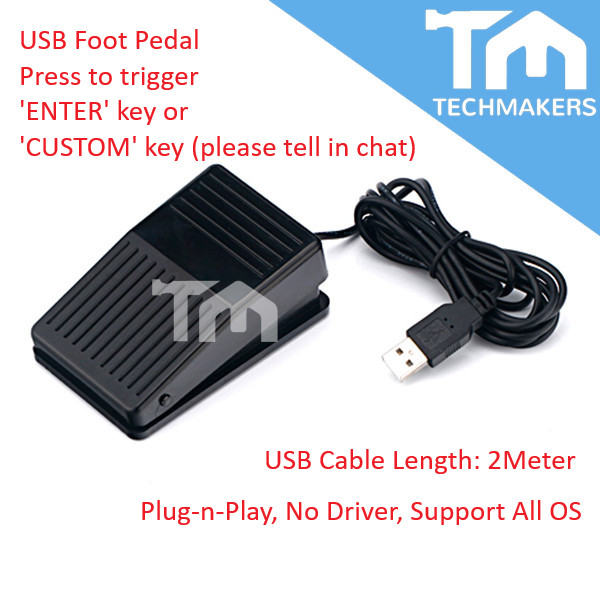USB Plug and Play Foot Switch Pedal Control Keyboard with "Enter Key / Custom Key" signal for Computer PC Laptop