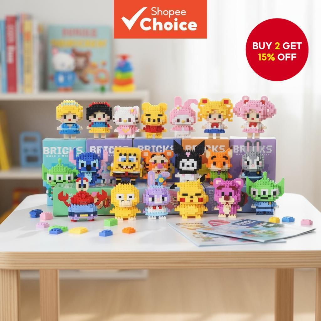 Micro Blocks Set, DIY Cartoon Figure Assembly Toys in Mystery Blind Box ...