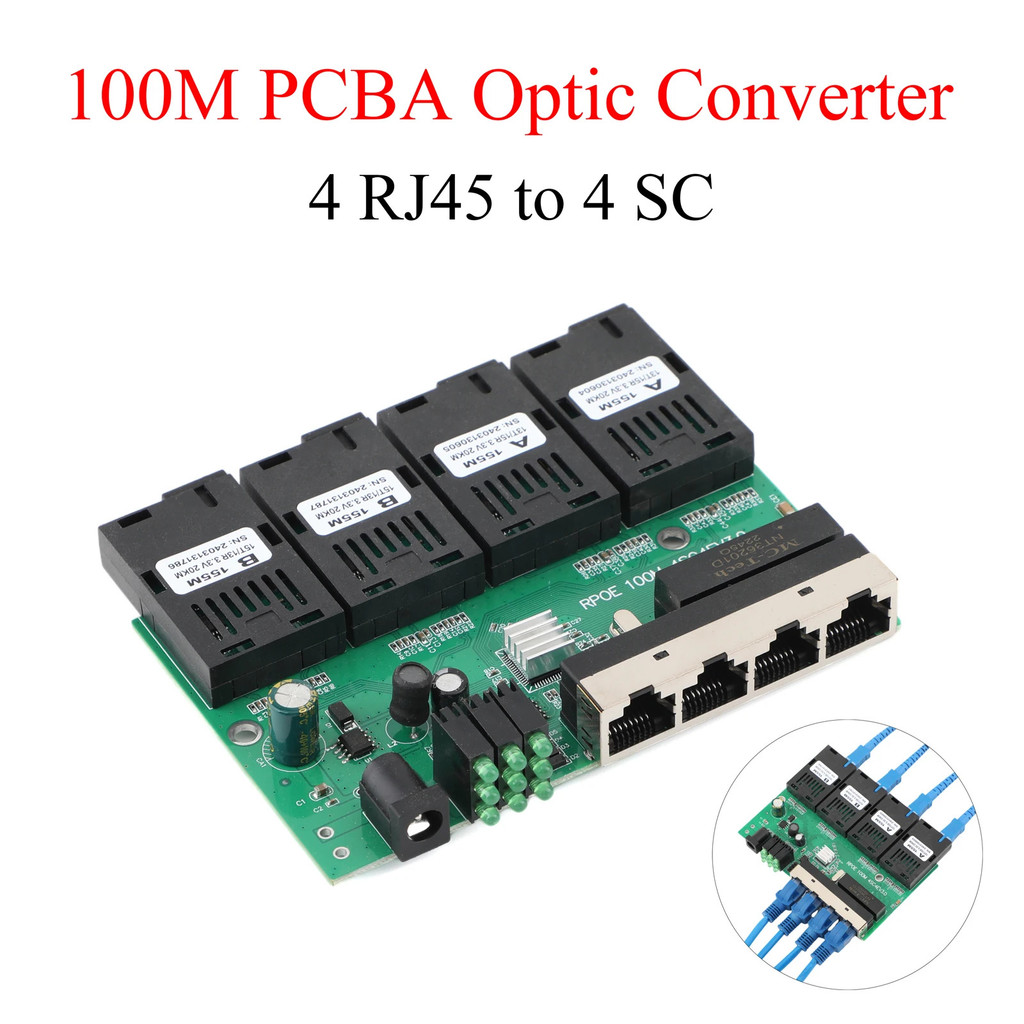 Board Optic Media Converter 4rj45 To 4sc 2a+2b Fiber Optic Connector ...