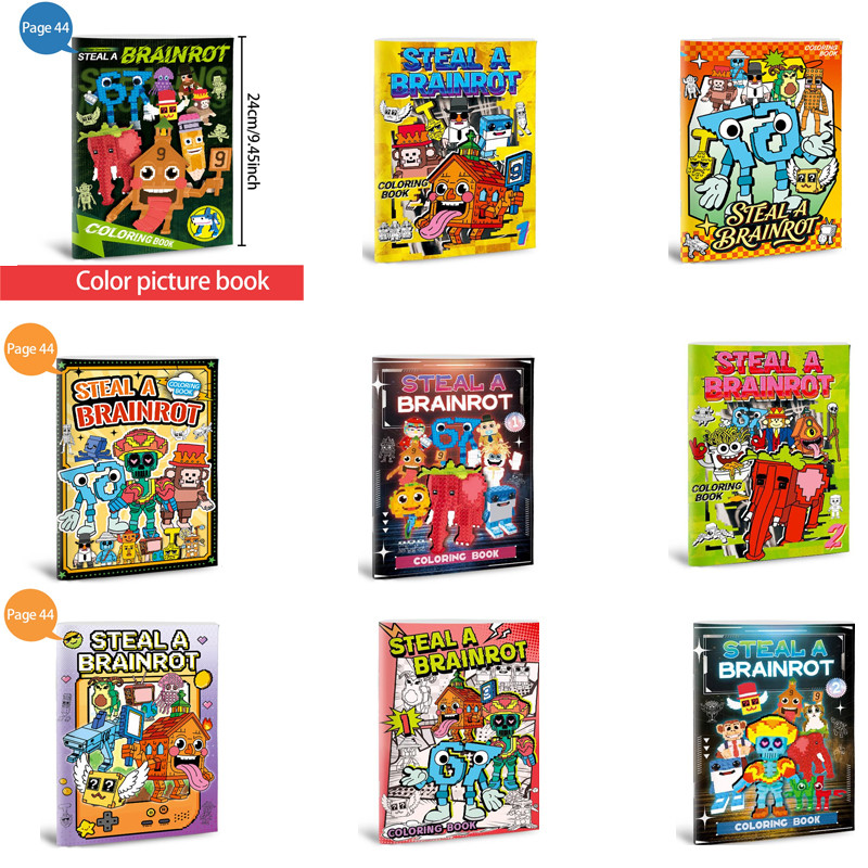 Steal A Brainrot Coloring Books, School Colors 44 Pages Tracing ...