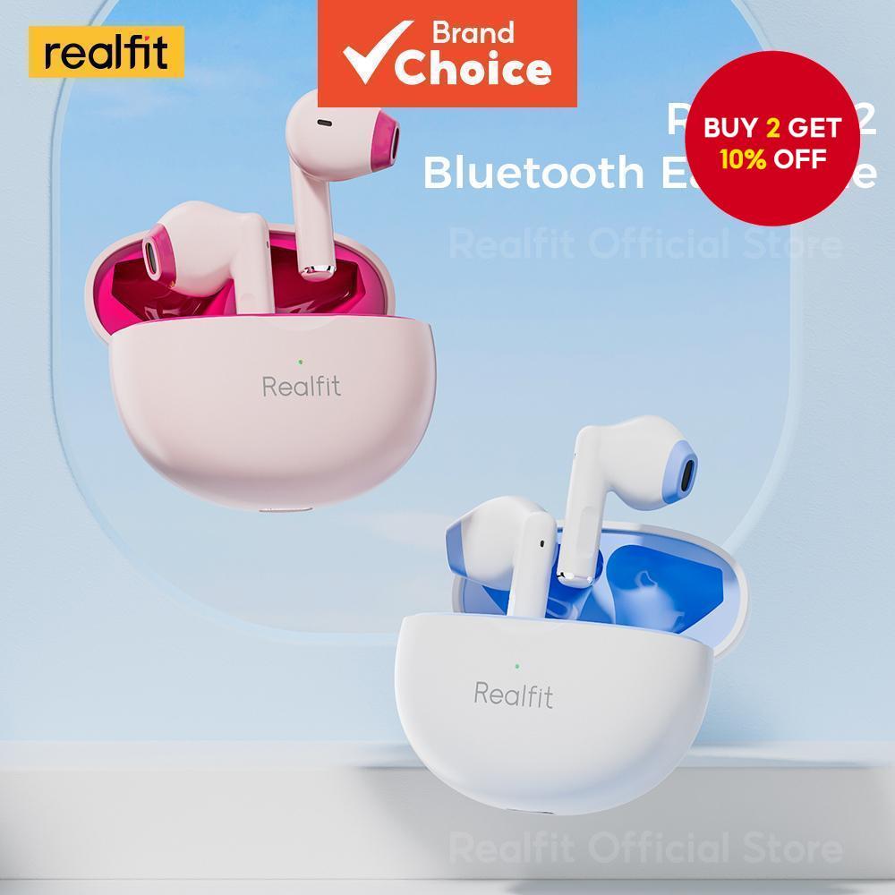 Realfit F2 Headphones TWS HD Calls Bluetooth Earbuds High-Quality Low latency Earphones With AI ENC For Daily Use Stereo Sound Headsets