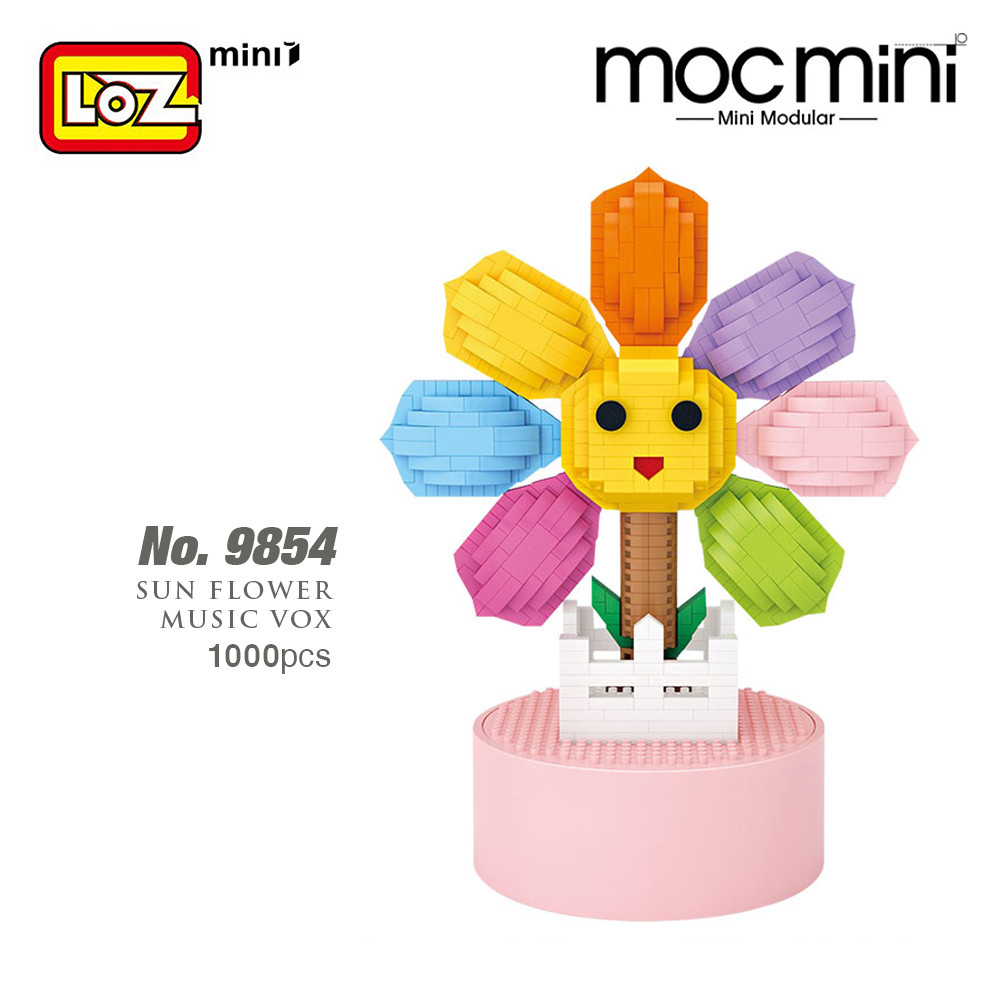LOZ IDEAS Mini Block Music Box Colorful Rainbow Sun Flower Musical ...