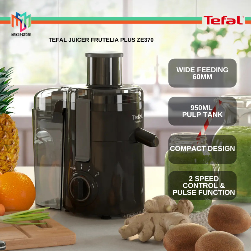 Tefal ZE370 Frutelia Plus Juicer Wide Feeding 60MM 2 Speed Control ...